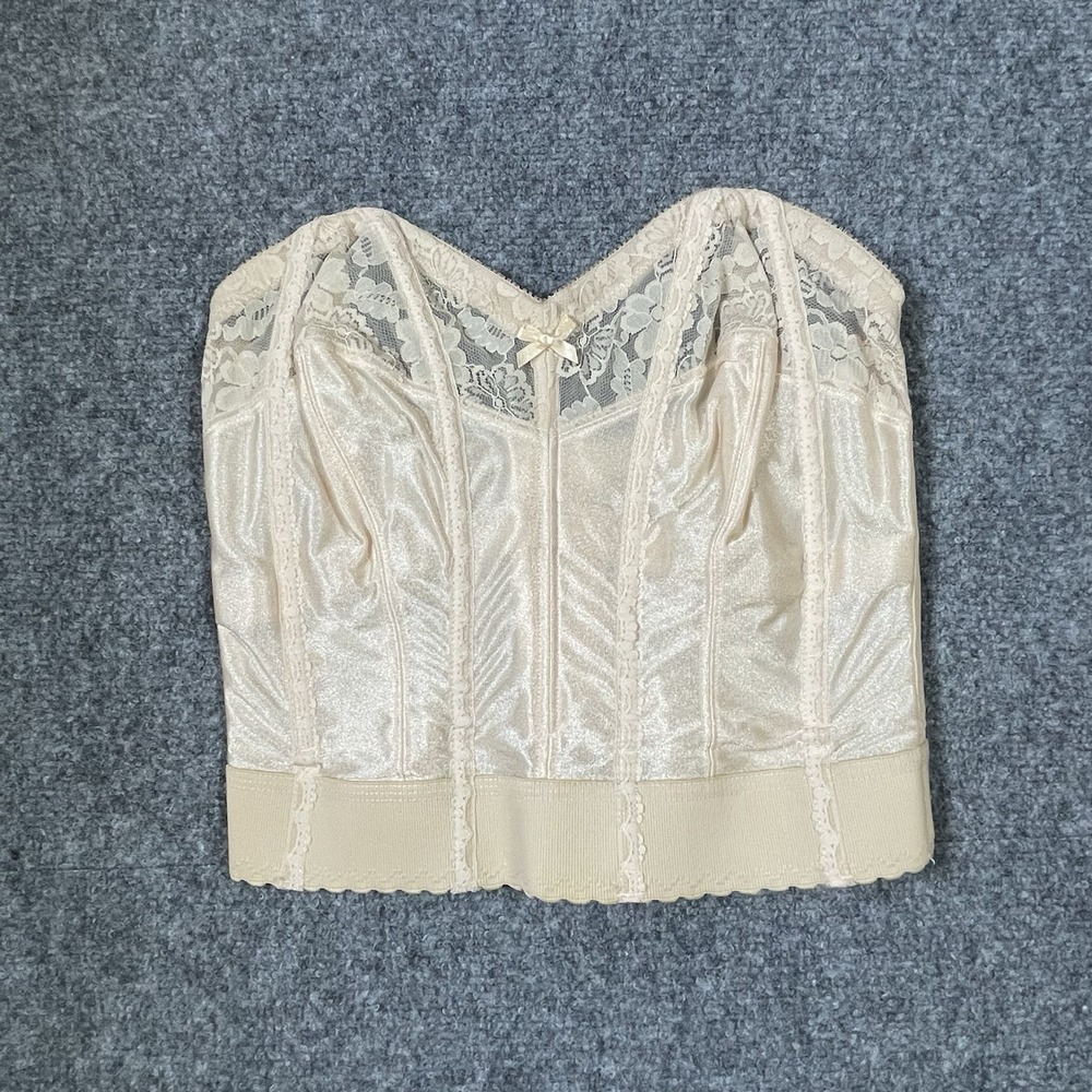 Strapless Bustier Corset Bra Beige 36C Nude Lace